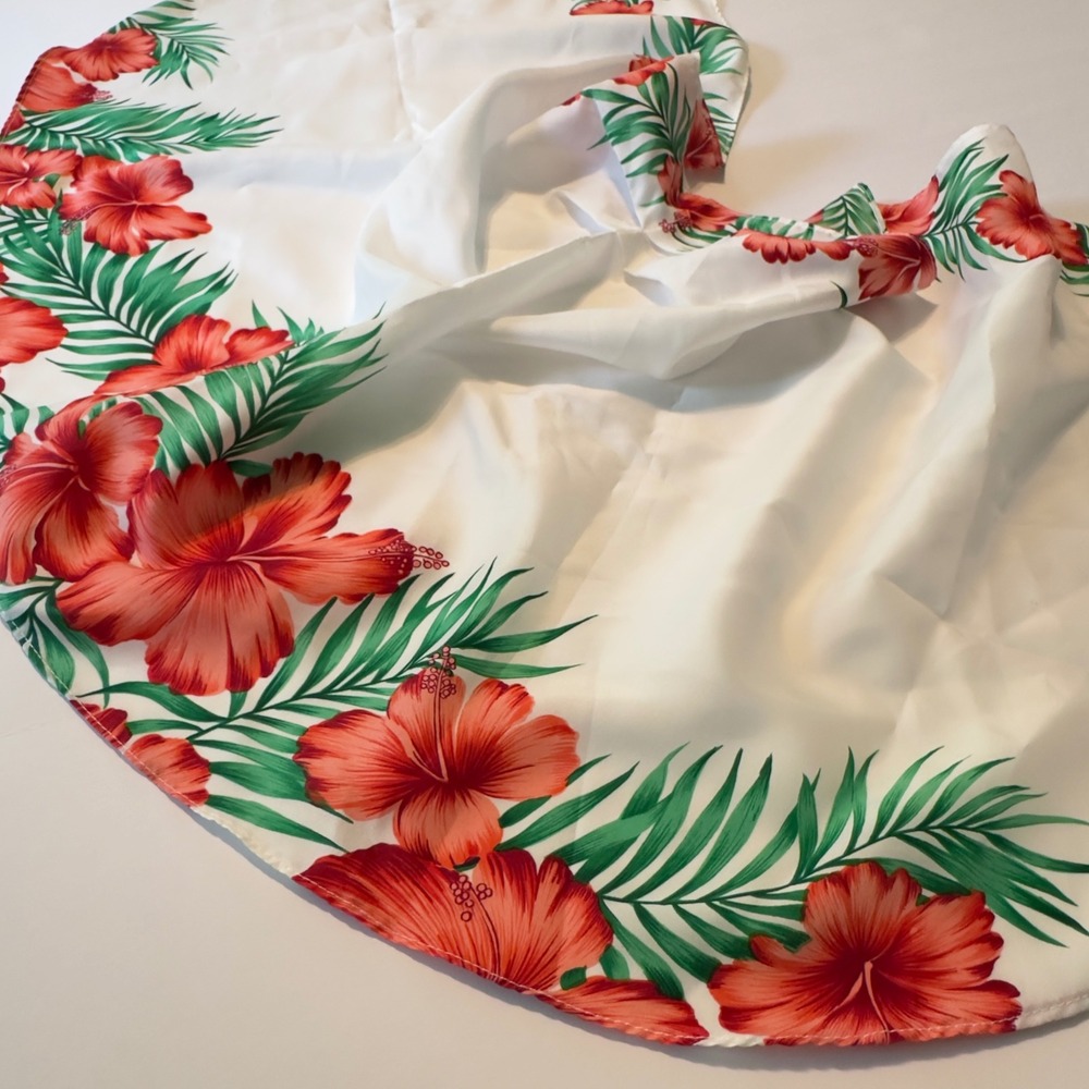 Royal Creations Hawaii Wrap Skirt White Hibiscus Tropical Floral OS Beach Luau